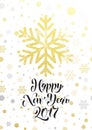 Happy New Year gold glitter snowflake greeting card text lettering Royalty Free Stock Photo