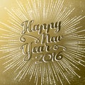 Happy New Year 2016 gold greeting card firework Royalty Free Stock Photo