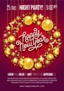 2020, Happy New Year, Gold. Greeting Card With Text 2020 With Christmas Ball. Background, Banner, Poster. Vector