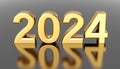 2024 Happy New Year gold metal creative design concept Royalty Free Stock Photo