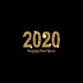 Happy New Year gold number 2020. Bright golden design with sparkle. Holiday glitter typography for Christmas banner Royalty Free Stock Photo