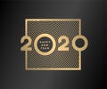 Happy New Year, Gold Numbers 2020 On A Dark Background. Vector Illustration.