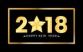2018 Happy new year gold numbers design. Festive premium design template for holiday greeting card. New Year gold shining banner Royalty Free Stock Photo
