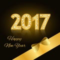 Happy New Year 2017. Gold numbers. Diamonds, jewels, rhinestones, Luxury design elements. Royalty Free Stock Photo