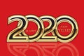 Happy 2020 new year gold party card vector image Royalty Free Stock Photo