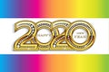 Happy 2020 new year gold bling party celebration card vector image background banner design