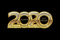 Happy 2020 new year gold bling party celebration card vector image background banner design