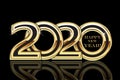 Happy 2020 new year gold party card vector image Royalty Free Stock Photo