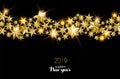 Happy New Year 2019 gold star decoration card