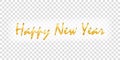 Happy New Year gold text decoration. Bright golden texture lettering, isolated white transparent background. Design Royalty Free Stock Photo