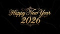 Happy New Year 2026 Gold Text Royalty Free Stock Photo