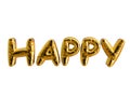 Happy New Year gold text , golden foil balloons typography, 3d rendering isolated on white background. Clipping path Royalty Free Stock Photo