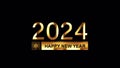 2024 Happy New year gold text shine loop background