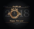 Happy New Year 2018 on a gold watch