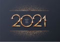 2021 Happy New Year golden banner or greeting poster Royalty Free Stock Photo