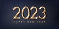 Happy new year 2023 golden banner. Golden luxury text 2023 Festive Numbers Design