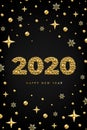 Happy New Year 2020 golden bead star vertical