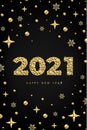 Happy New Year 2021 golden bead star vertical