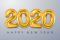 Happy New 2020 Year. Golden 3d geometric 2020 bubble numbers, Happy New Year decorative shiny design for award celebration -