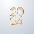 Happy New Year 2024. Golden extruded 3d number