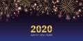 Happy new year 2020 golden firework background