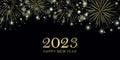 happy new year 2023 golden firework on night background