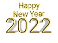 Happy New Year 2022 With Golden Glitter Shiny 3D Text On White Background. Royalty Free Stock Photo