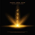 Happy new year 2020 with golden glittering dust tails background Royalty Free Stock Photo