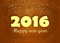 Happy new year 2016 golden glitters red.