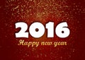 Happy new year 2016 golden glitters red.