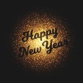 Happy New Year Golden Glowing Particles Vector Background Royalty Free Stock Photo