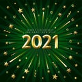 Happy new year golden 2021 on green background