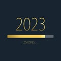 2023 happy new year golden loading progress bar isolated on dark background