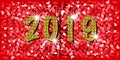 2019 Happy New Year with golden mosaic glitter texture background abstract modern style, vector illustration red mosaic texture Royalty Free Stock Photo