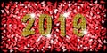 2019 Happy New Year with golden mosaic glitter texture background abstract modern style, vector illustration red mosaic texture Royalty Free Stock Photo