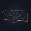 Happy 2021 new year golden number with bright sparkles. Festive premium design template for greeting card, calendar, banner. Royalty Free Stock Photo