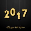 2017 happy new year. Golden number with diamonds Royalty Free Stock Photo