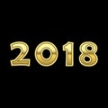 Happy New Year golden numbers. Gold numbers 2018 on black background. Christmas and New Year design. Symbol of holiday Royalty Free Stock Photo