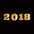 Massive gold shining 2018 numbers isolated on black background.