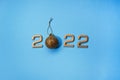 Happy New Year 2022 golden numbers Royalty Free Stock Photo