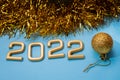 Happy New Year 2022 golden numbers Royalty Free Stock Photo