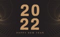 Happy New Year 2022. Golden 2022 numbers isolated on Black background. Golden line wave. Luxury style. Vector illustration Royalty Free Stock Photo