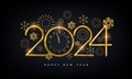 Happy New Year 2024 golden numbers 3