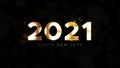 Happy New Year 2021 golden particles bokeh background new year resolution concept. Royalty Free Stock Photo