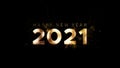 Happy New Year 2021 golden particles bokeh black background new year resolution concept. Royalty Free Stock Photo