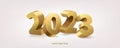 Happy New Year 2023 Golden 3D Numbers