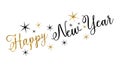 Happy New Year golden sparkle glitter calligraphy text