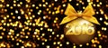 Happy new year 2016 golden text on ball in lights background