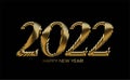 Happy New Year 2022 Golden Text Typography Design Patter, Vector illustration Royalty Free Stock Photo
