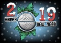 Happy new year 2019 and golf ball Royalty Free Stock Photo